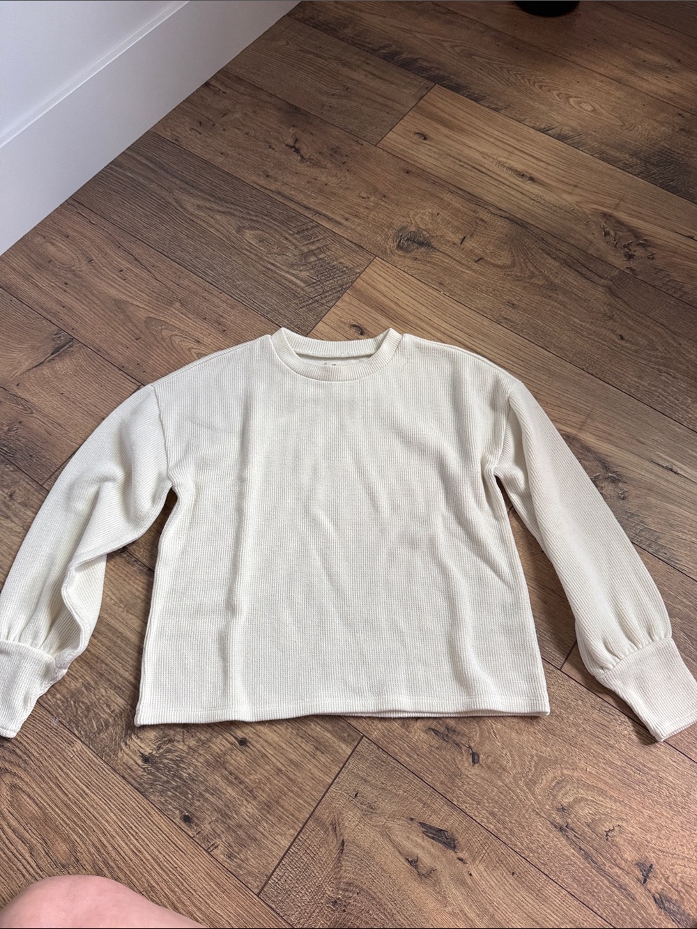Madewell Cream Waffle-Knit Long-Sleeve Sweater
